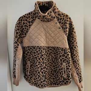 Abercrombie & Fitch Women's Brown Animal Print  Fleece Pullover Size S